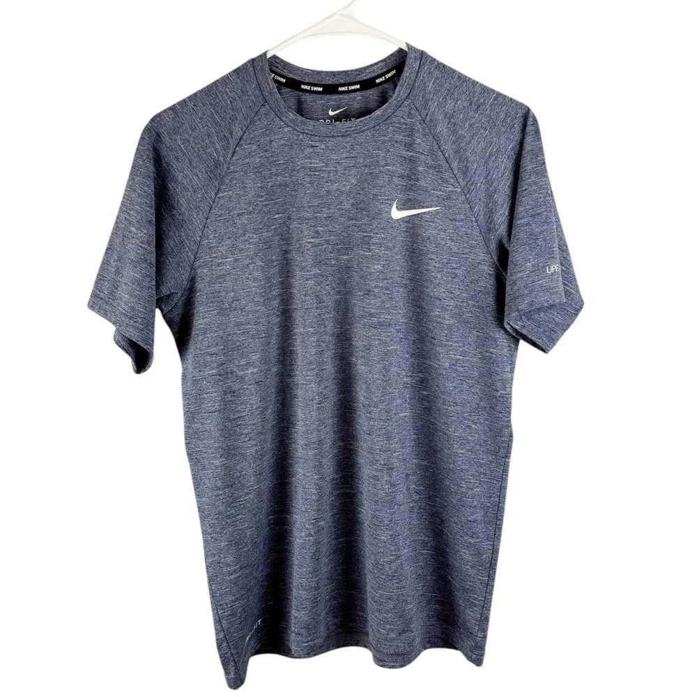 Nike Men's Midnight Navy Hydroguard Dri-FIT Stretch UPF 40+ Heather Rash-guard